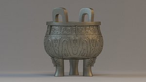 Cultural Relics unearthed ancient tripod container bronze Stove 3D model