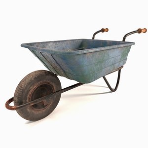 3D old wheelbarrow barrow tyre wheel model