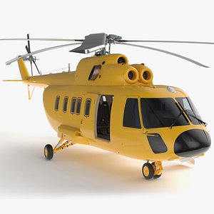 Offshore Cargo Helicopter Yellow Rigged for Maya model