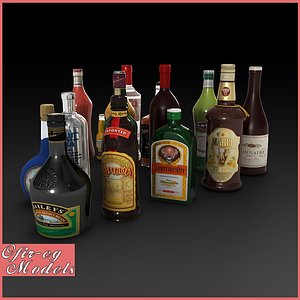 liquer bottles 3d model