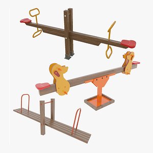 3 Seesaw Collection Playground Wooden Seesaw Teeter Totter model