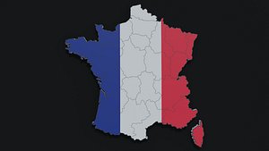 3D Political Map of France model