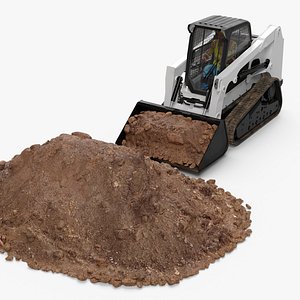 Skid Steer Loader with Operator and Earth Load Rigged for Cinema 4D