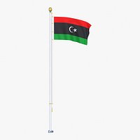 Libya Flag Stand Pole Animated
