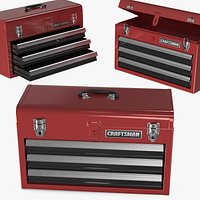 Craftsman Metal Portable Chest Toolbox with 3 Drawers Red