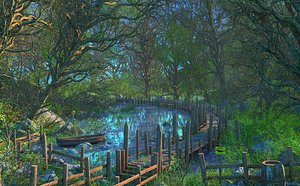 3D Fantasy Swamp River Dock model