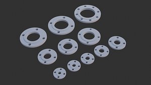 Low Poly Flange DN10-DN100 Real scale Collection