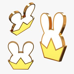 Golden Rabbit Crown Keychain model