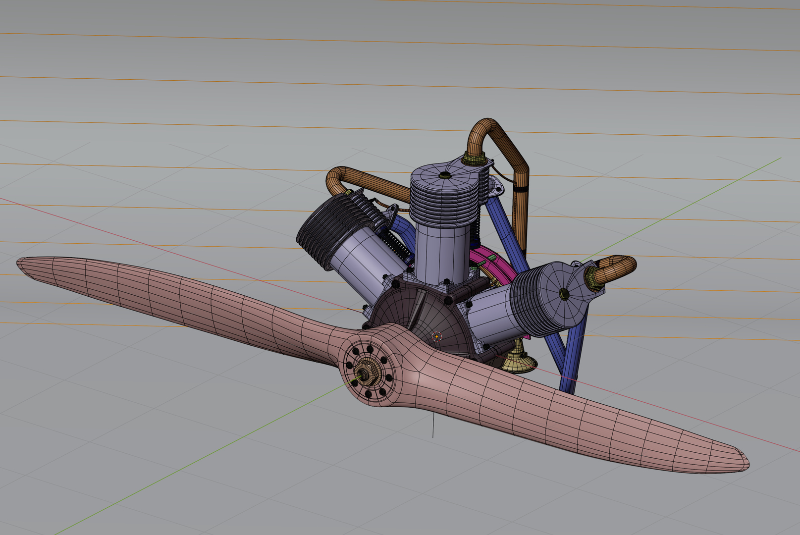 Anzani 3-cylinder fan-type aircraft engine model - TurboSquid 1645491