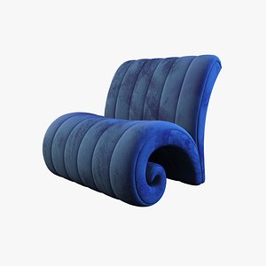 3d blue fabric armchair model