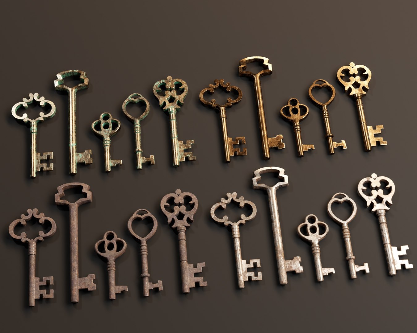 3D Medieval Antique Keys Set 2 - TurboSquid 2419100