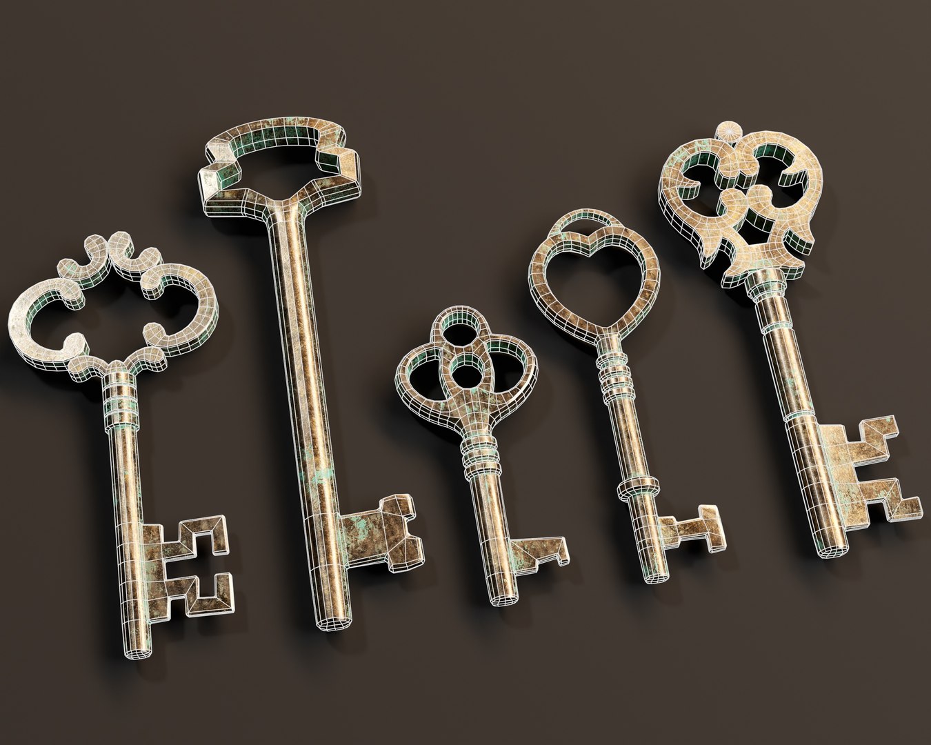 3D Medieval Antique Keys Set 2 - TurboSquid 2419100