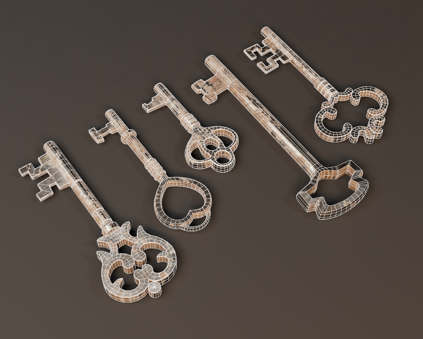 3D Medieval Antique Keys Set 2 - TurboSquid 2419100