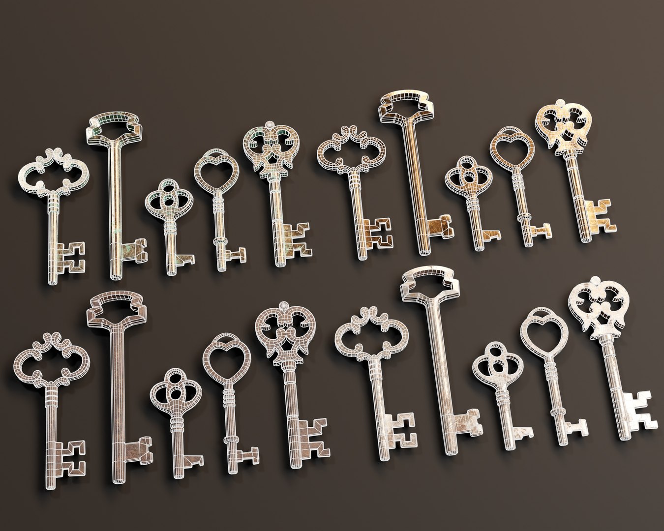 3D Medieval Antique Keys Set 2 - TurboSquid 2419100