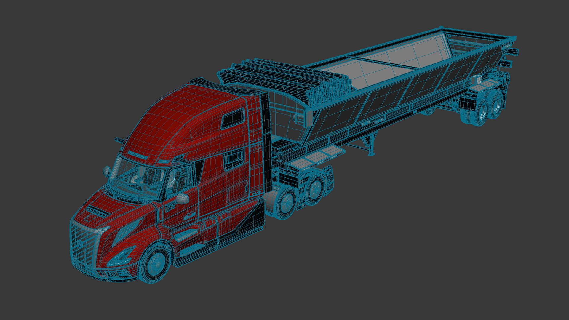 Volvo VNL 860 Truck 2024 Live Bottom Trailer 02 3D Model TurboSquid