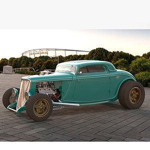 hot rod 1933 chopped flathead engine