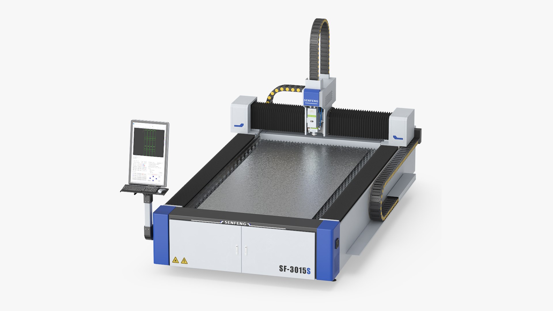 Senfeng SF3015S Sheet Metal Laser Cutting Machine Rigged Animated 3D model preview