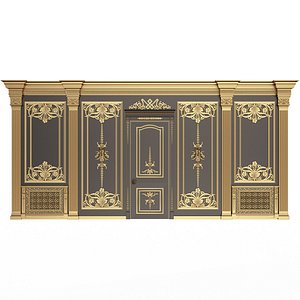 3D model Boiserie Classic Wall with Mouldings 09 Black