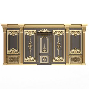 Boiserie Classic Wall with Mouldings 09 Black