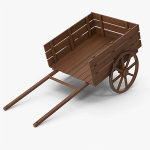3D Dark Wood Old Cart model