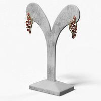 Gold Earrings with Gemstones on Stand