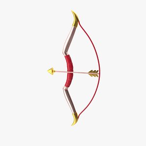 3D Silver Stylized Bow and Golden Arrow