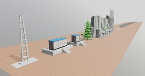 Low Poly Fixed System Solar Energy Pack 3D model