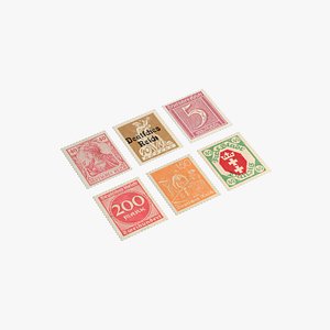 3D hi-poly german postage stamps