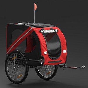 3D Pet Bike Trailer Red model