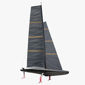 3D High-Speed Foiling Regatta Yacht Black