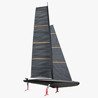 High-Speed Foiling Regatta Yacht Black