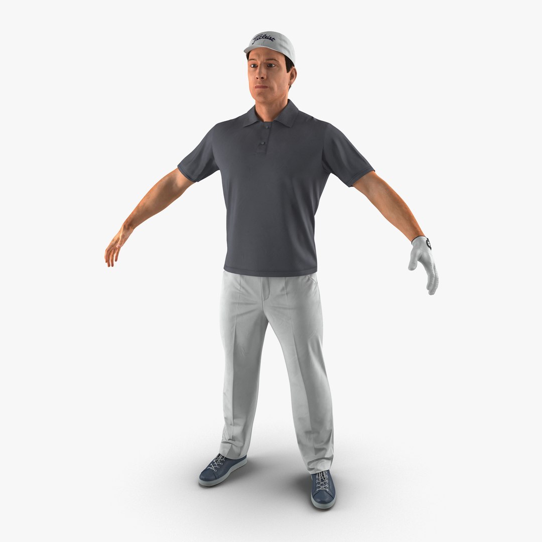 Golf Player with Fur 3D model preview