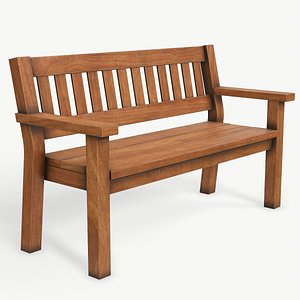 wooden bench pbr 3D