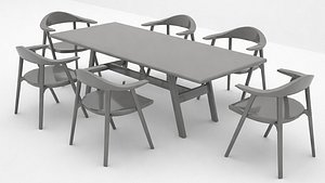 3D Dining Table 6 Seater  Simple Modern model