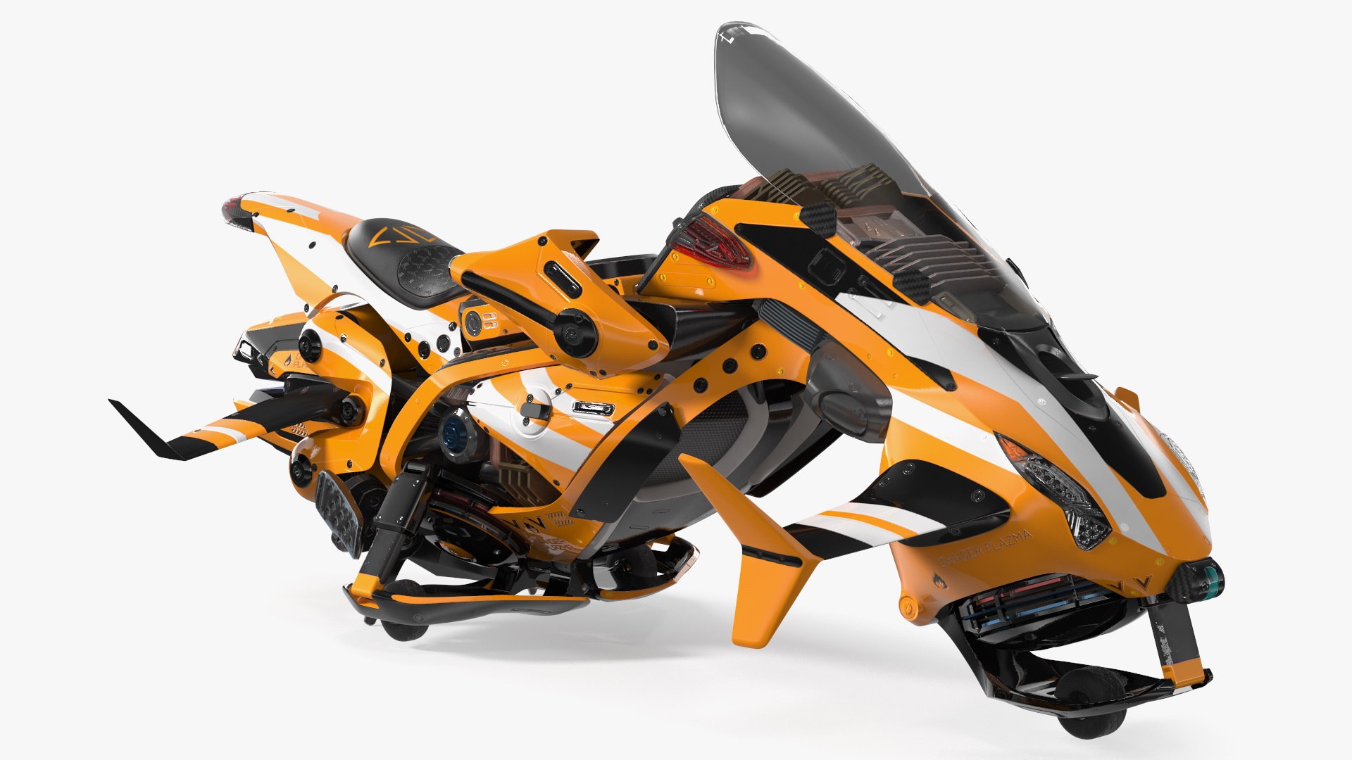 Scifi Fly Motorcycle Yellow Rigged 3D model preview