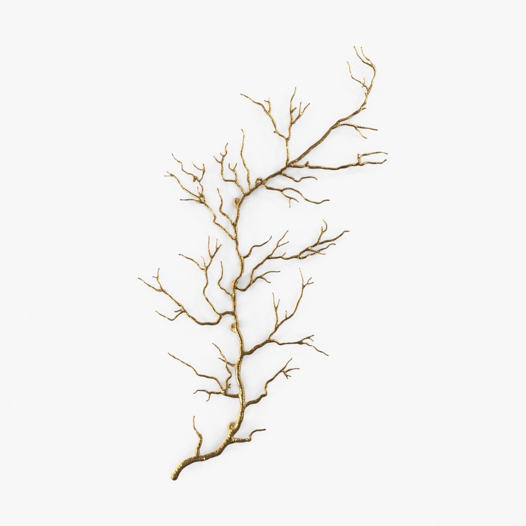 3d Model Gold Twig Branch Wall