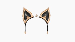 Furry Ears Tiara A04 Beige - Headband Character Design 3D model