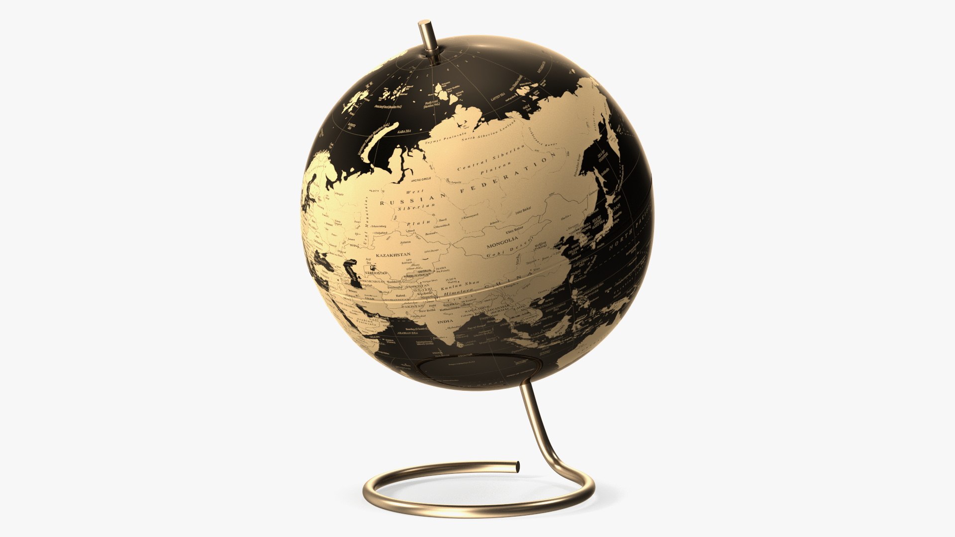 World Globe Metallic Bronze 3D model preview