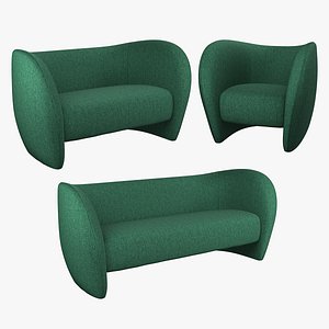 3D Genna Living Room Set - Sofas and Armchair Bundle model