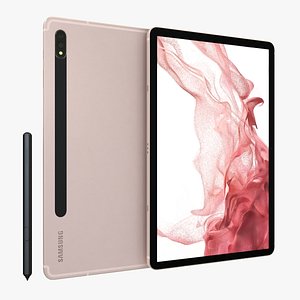 Samsung Galaxy Tab S8 Pink Gold with S-Pen 3D model