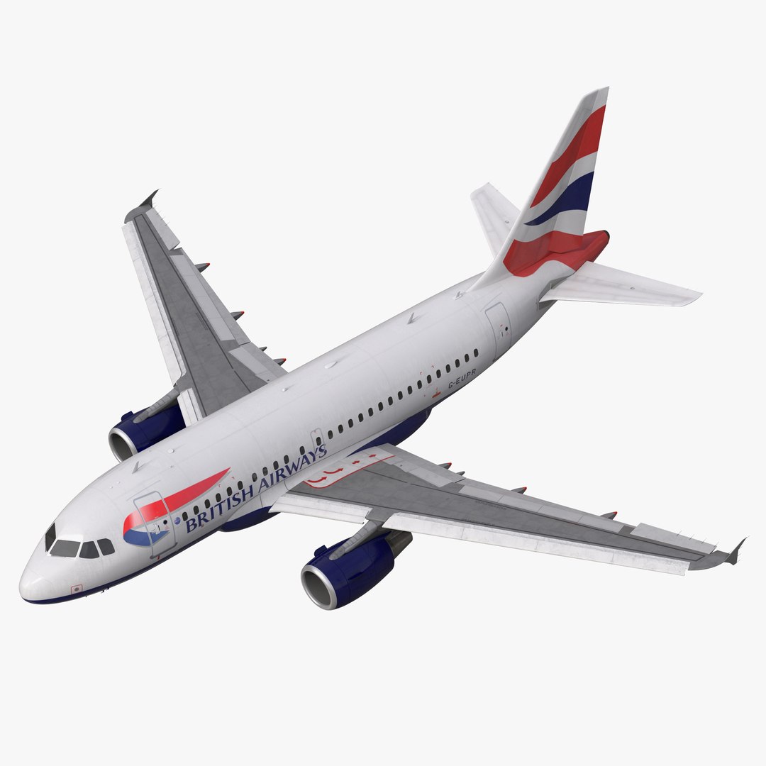 Airbus A318 British Airways Rigged 3D model preview