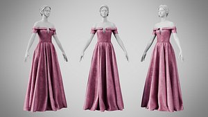 3D Dress 08 Dusty Rose Velvet model