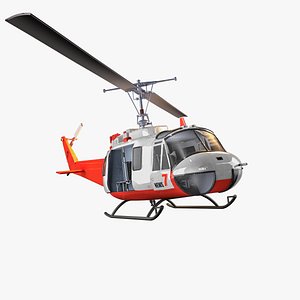 UH-1 Huey Inspired News Helicopter Game Ready Cinematic Aircraft 3D Model