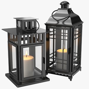 Two Black Candle Lantern model