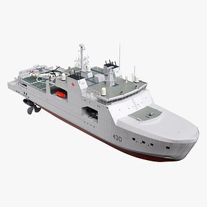 Harry DeWolf-Class Offshore Patrol Vessel With Sikorsky Helicopter 3D model