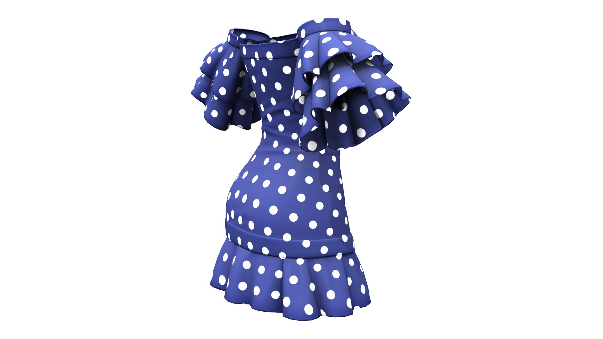 3D Flaring Sleeves Off Shoulder Strapless Dress - TurboSquid 1950172