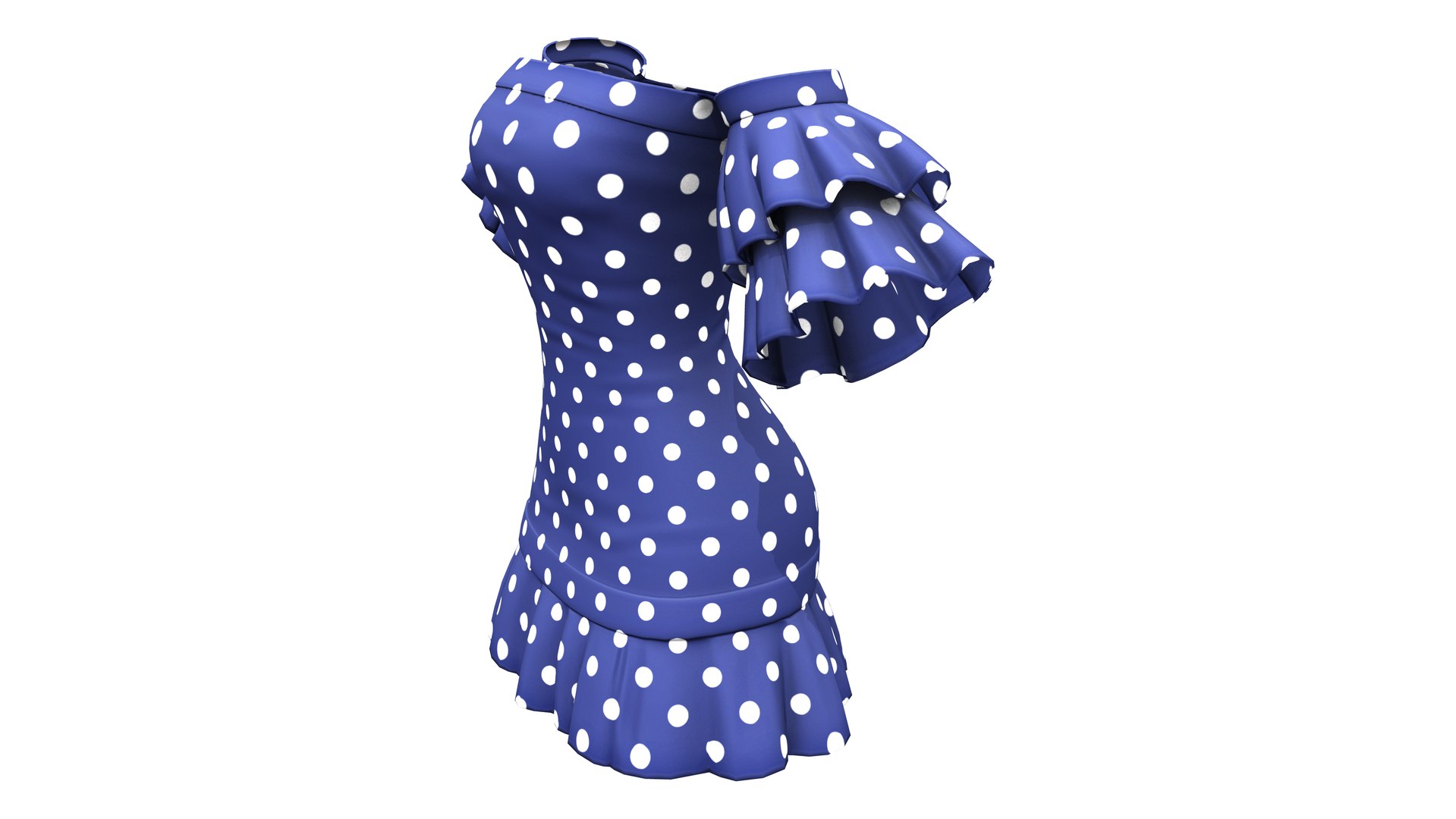 3D Flaring Sleeves Off Shoulder Strapless Dress - TurboSquid 1950172