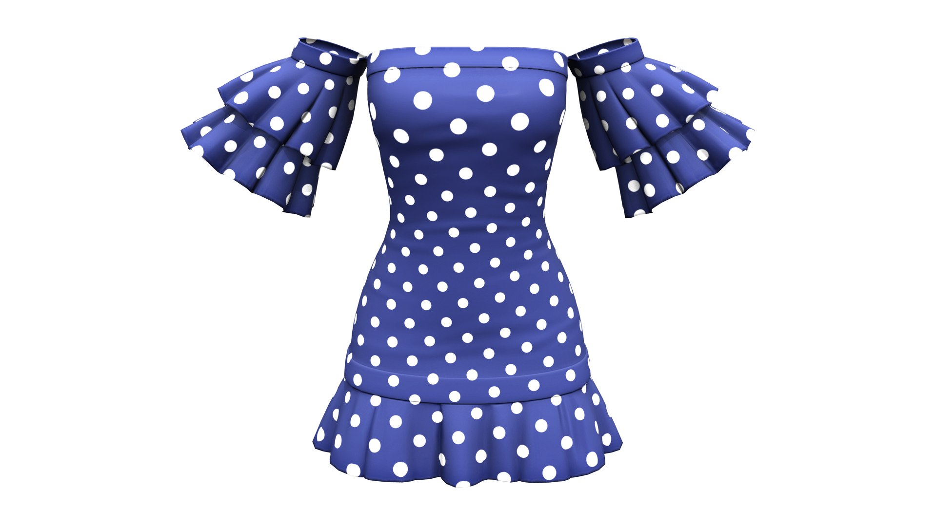 3D Flaring Sleeves Off Shoulder Strapless Dress - TurboSquid 1950172