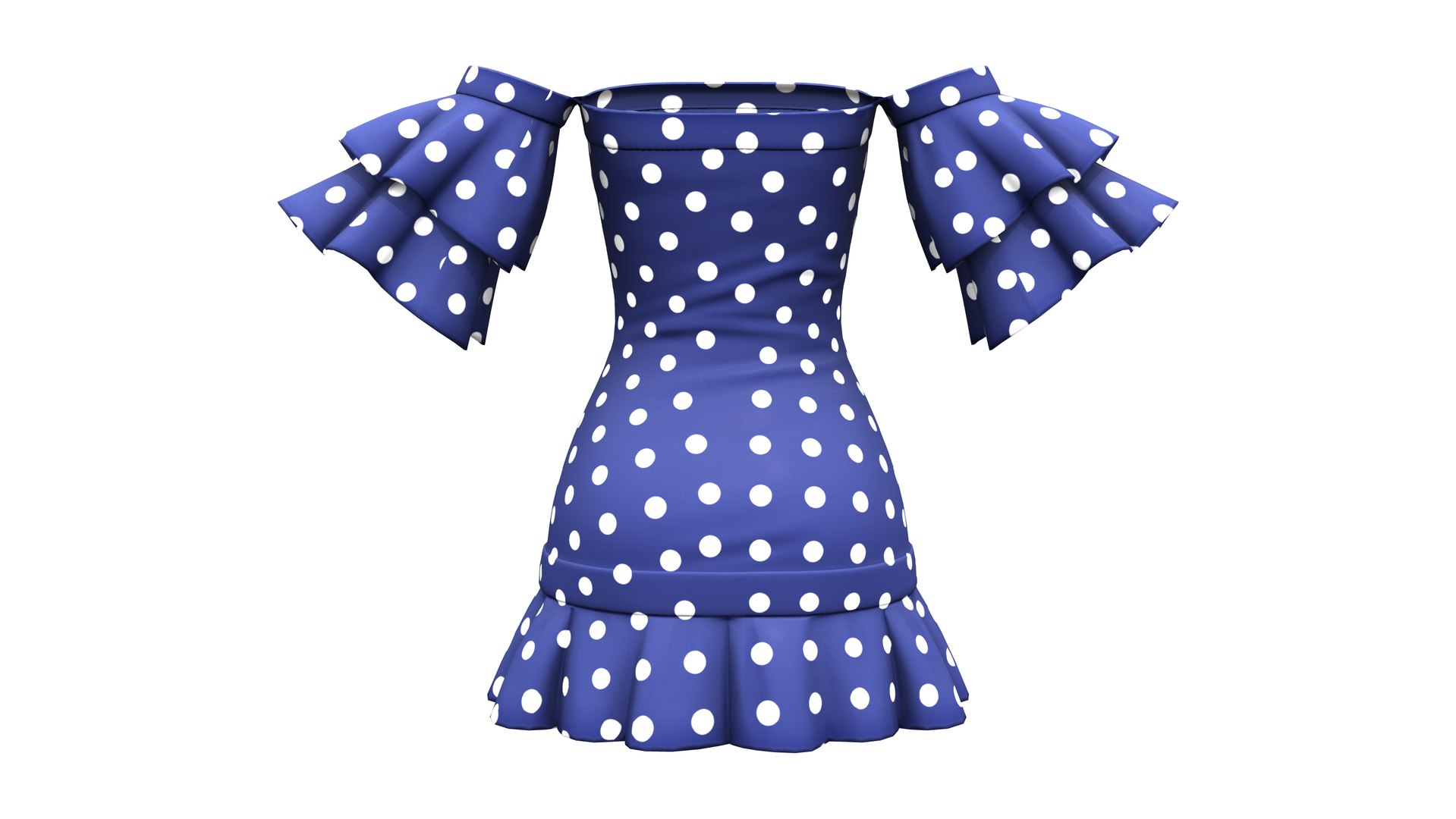 3D Flaring Sleeves Off Shoulder Strapless Dress - TurboSquid 1950172