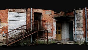 3D model abandoned factory facade brickwall corner photogrammetry